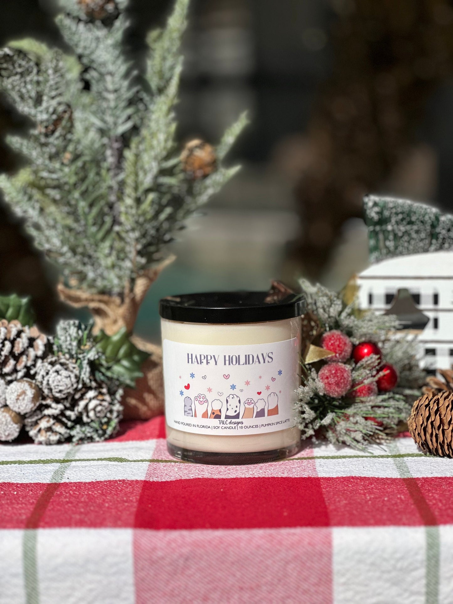 Happy Holidays Cats Wooden Wick