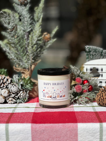 Happy Holidays Cats Wooden Wick